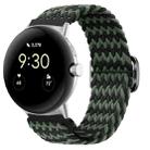 For Google Pixel Watch Buckle Nylon Braided Watch Band(Black Green) - 1