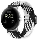 For Google Pixel Watch Buckle Nylon Braided Watch Band(Black White) - 1