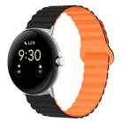 For Google Pixel Watch Reverse Buckle Magnetic Silicone Watch Band(Black Orange) - 1