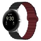 For Google Pixel Watch Reverse Buckle Magnetic Silicone Watch Band(Black Wine Red) - 1