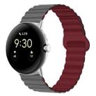 For Google Pixel Watch Reverse Buckle Magnetic Silicone Watch Band(Grey Wine Red) - 1