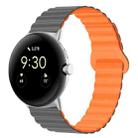 For Google Pixel Watch Reverse Buckle Magnetic Silicone Watch Band(Grey Orange) - 1