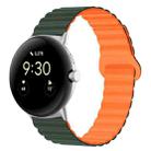 For Google Pixel Watch Reverse Buckle Magnetic Silicone Watch Band(Dark Green Orange) - 1