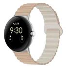 For Google Pixel Watch Reverse Buckle Magnetic Silicone Watch Band(Milk Tea Rock White) - 1