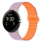 For Google Pixel Watch Reverse Buckle Magnetic Silicone Watch Band(Light Purple Orange) - 1