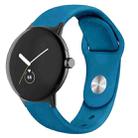 For Google Pixel Watch Solid Color Reverse Buckle Silicone Watch Band(Cyan Blue) - 1