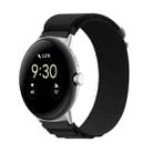 For Google Pixel Watch Nylon Loop Silver Connector Watch Band(Black) - 1