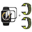 For Apple Watch Series 3&2&1 38mm 2pcs Silicone Watch Band with 2pcs Soft Film(Black Yellow) - 1