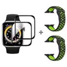 For Apple Watch Series 3&2&1 38mm 2pcs Silicone Watch Band with 2pcs Soft Film(Black Green) - 1