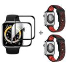 For Apple Watch Series SE 2&6&SE&5&4 40mm 2pcs Silicone Watch Band with 2pcs Soft Film(Black Red) - 1