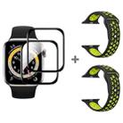 For Apple Watch Series SE 2&6&SE&5&4 40mm 2pcs Silicone Watch Band with 2pcs Soft Film(Black Yellow) - 1