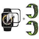 For Apple Watch Series SE 2&6&SE&5&4 40mm 2pcs Silicone Watch Band with 2pcs Soft Film(Black Green) - 1