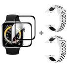 For Apple Watch Series SE 2&6&SE&5&4 44mm 2pcs Silicone Watch Band with 2pcs Soft Film(White Black) - 1