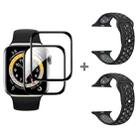 For Apple Watch Series SE 2&6&SE&5&4 44mm 2pcs Silicone Watch Band with 2pcs Soft Film(Black Grey) - 1