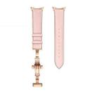 For Google Pixel Watch Butterfly Buckle Genuine Leather Watch Band(Rose Gold Pink) - 1