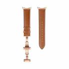 For Google Pixel Watch Butterfly Buckle Genuine Leather Watch Band(Rose Gold Brown) - 1