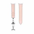 For Google Pixel Watch Butterfly Buckle Genuine Leather Watch Band(Silver Pink) - 1