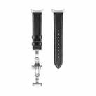 For Google Pixel Watch Butterfly Buckle Genuine Leather Watch Band(Silver Black) - 1