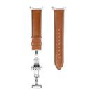 For Google Pixel Watch Butterfly Buckle Genuine Leather Watch Band(Silver Brown) - 1