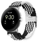 For Google Pixel Watch Metal Buckle Nylon Watch Band(Black White) - 1