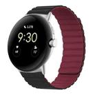 For Google Pixel Watch Two-section Magnetic Silicone Watch Band(Black Wine Red) - 1