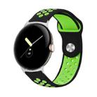 For Google Pixel Watch Two-color Reverse Buckle Silicone Watch Band(Black Green) - 1