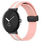 For Google Pixel Watch Two-color Folding Buckle Silicone Watch Band(Pink White) - 1