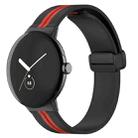 For Google Pixel Watch Two-color Folding Buckle Silicone Watch Band(Black Red) - 1