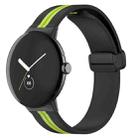 For Google Pixel Watch Two-color Folding Buckle Silicone Watch Band(Black Green) - 1