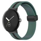 For Google Pixel Watch Two-color Folding Buckle Silicone Watch Band(Army Green Black) - 1