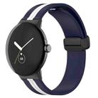 For Google Pixel Watch Two-color Folding Buckle Silicone Watch Band(Blue White) - 1