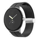For Google Pixel Watch Solid-color Folding Buckle Silicone Watch Band(Silver Black) - 1
