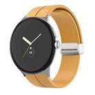 For Google Pixel Watch Solid-color Folding Buckle Silicone Watch Band(Silver Yellow) - 1