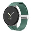 For Google Pixel Watch Solid-color Folding Buckle Silicone Watch Band(Silver Army Green) - 1