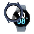 For Samsung Galaxy Watch5 / Watch4  44mm PC + Tempered Glass Film Waterproof Watch Case(Frosted Blue) - 1