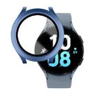 For Samsung Galaxy Watch5 / Watch4  40mm PC + Tempered Glass Film Waterproof Watch Case(Original Blue) - 1