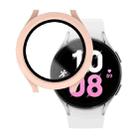 For Samsung Galaxy Watch5 / Watch4  40mm PC + Tempered Glass Film Waterproof Watch Case(Frosted Pink) - 1