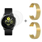 For Samsung Galaxy Watch Active 2pcs Milanese Watch Band with 2pcs Tempered Glass Film(Gold) - 1