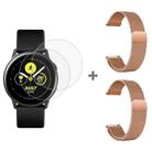 For Samsung Galaxy Watch Active 2pcs Milanese Watch Band with 2pcs Tempered Glass Film(Rose Gold) - 1