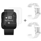 For Garmin Forerunner 35 2pcs Silicone Sport Watch Band with 2pcs Tempered Glass Film(White) - 1