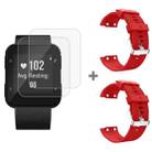 For Garmin Forerunner 35 2pcs Silicone Sport Watch Band with 2pcs Tempered Glass Film(Red) - 1