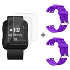 For Garmin Forerunner 35 2pcs Silicone Sport Watch Band with 2pcs Tempered Glass Film(Purple) - 1