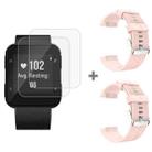 For Garmin Forerunner 35 2pcs Silicone Sport Watch Band with 2pcs Tempered Glass Film(Light Pink) - 1