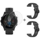For Garmin Forerunner 945 2pcs Silicone Watch Band with 2pcs Tempered Glass Film(Grey) - 1