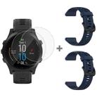 For Garmin Forerunner 945 2pcs Silicone Watch Band with 2pcs Tempered Glass Film(Midnight Blue) - 1