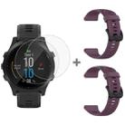 For Garmin Forerunner 945 2pcs Silicone Watch Band with 2pcs Tempered Glass Film(Purple) - 1