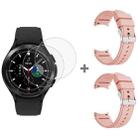 For Samsung Galaxy Watch4 Classic 46mm 2pcs Silicone Watch Band with 2pcs Tempered Glass Film(Pink) - 1