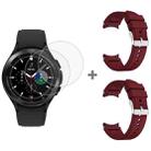 For Samsung Galaxy Watch4 Classic 46mm 2pcs Silicone Watch Band with 2pcs Tempered Glass Film(Wine Red) - 1