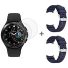 For Samsung Galaxy Watch4 Classic 46mm 2pcs Silicone Watch Band with 2pcs Tempered Glass Film(Midnight Blue) - 1