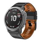 For Garmin Fenix 7/7X/6/6X/5/5X 22mm Two-Color Silicone Watch Band(Black Brown) - 1